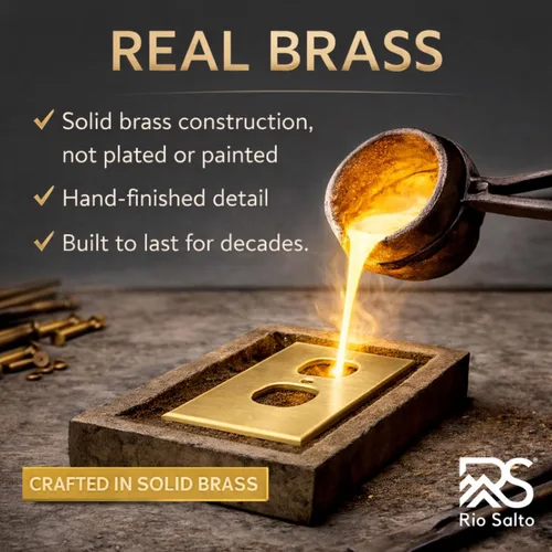 Vista 5 de Rio Salto Placa de pared de metal dorado en latón Placa de salida en blanco Cubierta para tomas de corriente no utilizadas Interruptor de pared de 1