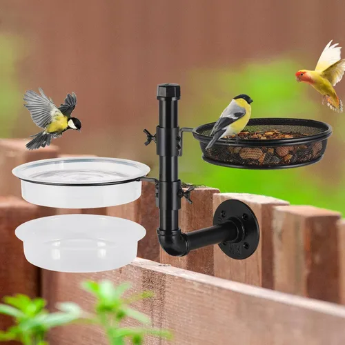 Vista 9 de Comederos para pájaros para cubierta, plataforma para comederos de pájaros, soporte de montaje en cubierta, spa para uso dual, soporte para flores