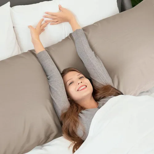 Vista 142 de WishSmile Juego de 2 fundas de almohada estándar refrescantes, transpirables, frescas, sedosas, suaves, de rayón derivado de tela de bambú