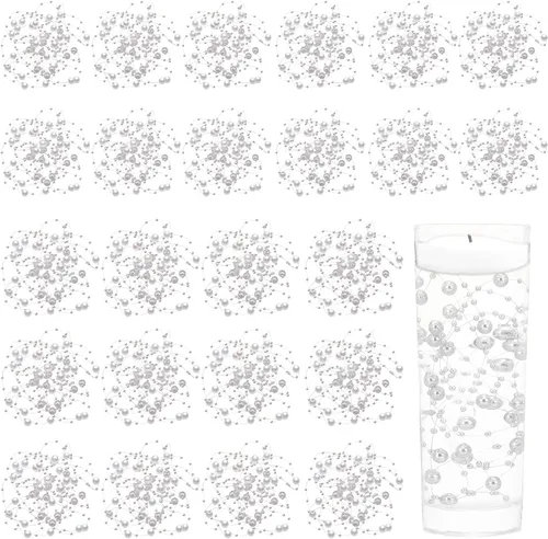 Vista 25 de Tondiamo 24 piezas de perlas artificiales para velas flotantes, perlas de imitación, guirnalda de cuentas, decoración de centro de mesa para Negro