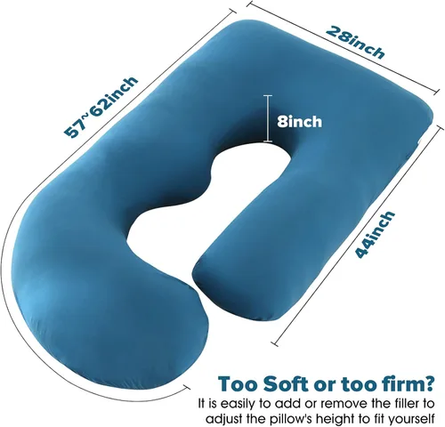 Vista 5 de Almohada de embarazo de cuerpo completo de 57 pulgadas, almohada de maternidad con funda extraíble lavable, soporte para dormir para piernas