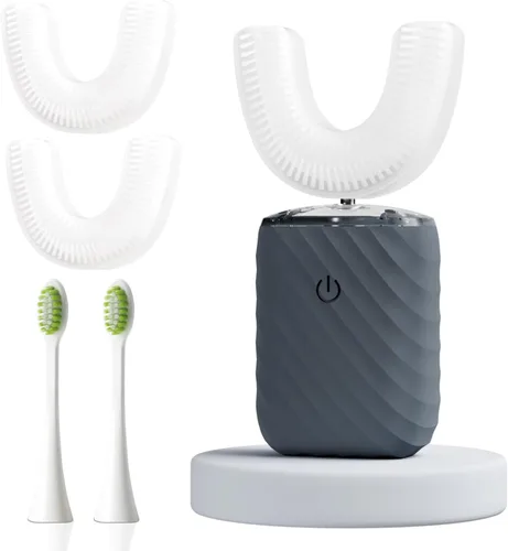 Cepillo de dientes eléctrico automático ultrasónico para adultos, cepillo de dientes en forma de U, limpieza bucal de 360°, 5 modos de