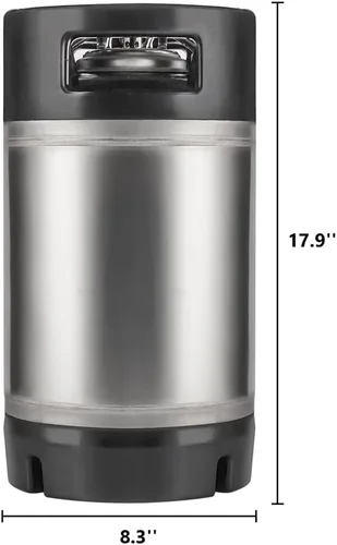 Vista 2 de TMCRAFT Nuevo barril de bloqueo de bola de 3 galones, barril de cerveza de acero inoxidable con mango de goma doble para cerveza casera