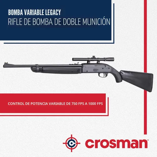 Vista 3 de Crosman CLGY1000KT Legacy - Rifle de aire de bomba variable calibre.177 con perdigones/BB y mira