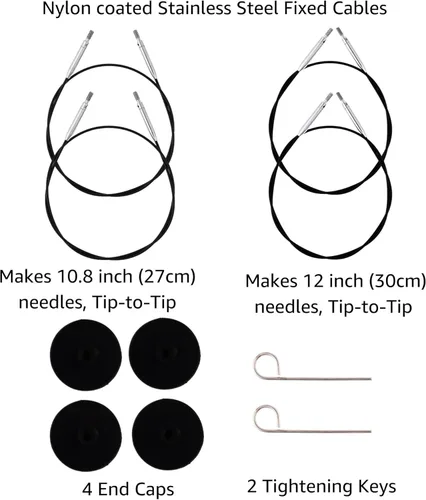 Vista 3 de KnitPro Dreamz - Mini juego de agujas circulares de tejer de 2 pulgadas, tamaño 2.5, 4, 5, 6, 7, 8, 9, 10 intercambiables, 4 cables, 4 tapas, 2