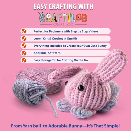 Vista 6 de CRAFTILOO Kit de Telar para Tejer y Ganchillo para Niños Kit de Ganchillo para Principiantes Kit de Tejer para Principiantes Telar de Tejer Kits