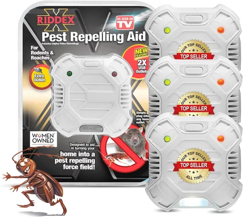 Vista 20 de RIDDEX Plus Repelente de Insectos Enchufe, Disuasivo para Ratones - Control de Plagas para la Defensa Contra Ratas, Ratones, Cucarachas, Bichos e