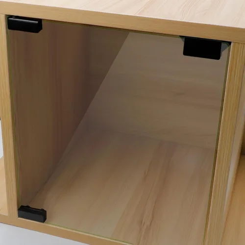 Vista 5 de Antrader Bisagra de pivote de puerta de vidrio de acero inoxidable Cierre magnético de doble cabeza ABS negro con abrazadera para puerta de vidrio