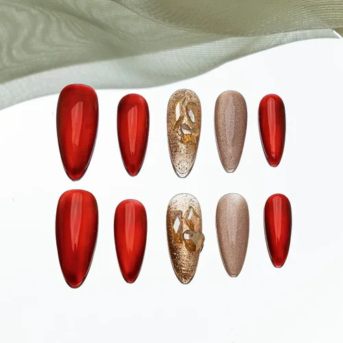 Vista 9 de Sun&Beam Nails Uñas postizas a presión hechas a mano, medianas, almendra, negro y blanco (#130 XS)