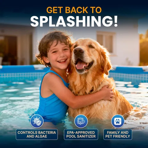 Vista 3 de Tabletas de cloro para piscina Pool Shark - Tabletas de cloro de 3 pulgadas - Pastillas de cloro activo al 90% de disolución lenta - Productos