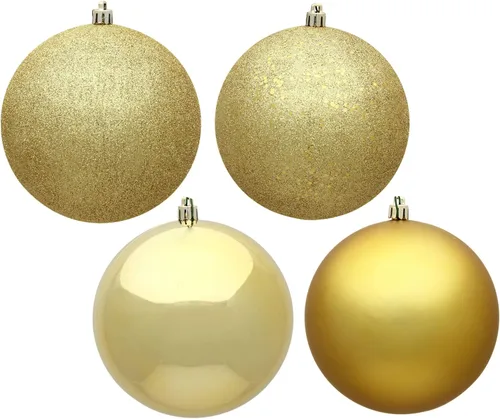 Vista 47 de Vickerman Adorno de bola de oro antiguo de 6 pulgadas con 4 acabados, 4 por caja