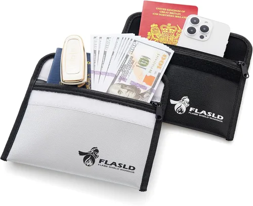 Vista 2 de FLASLD Bolsas de dinero ignífugas, bolsa de billetera ignífuga, bolsa pequeña segura para efectivo, objetos de valor y pasaporte, con revestimiento