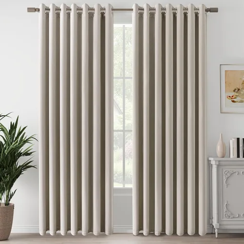Vista 36 de Cortinas de Lino Beige con Bloqueo Total de Luz de 64 Pulgadas de Largo, Lino Sintético Texturizado con Bloqueo de Calor y Aislamiento Térmico
