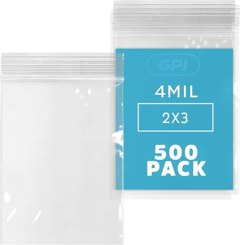 Vista 16 de Bolsas reutilizables de plástico transparente con cremallera – Paquete de 100 unidades GPI a granel de 2 x 3 pulgadas de grosor, resistentes