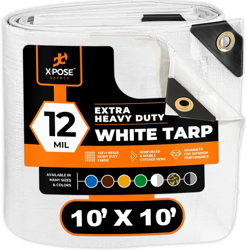 Vista 96 de Xpose Safety Lona protectora de polietileno plateado resistente de 5 x 7 pies - Funda protectora multiusos - Duradera, resistente al agua