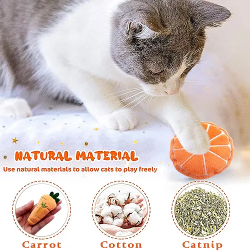 Vista 5 de 10 piezas de juguetes de hierba gatera para gatos de interior interactivos de peluche de Navidad, juguetes de mordida de gatito