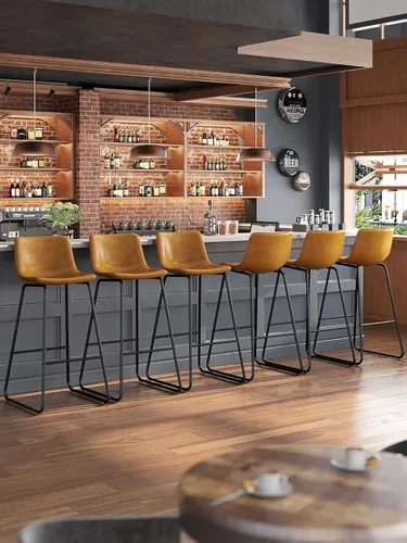 Vista 56 de Bar Stools Set of 2, 26 Inches Counter Height Barstools (Brown)