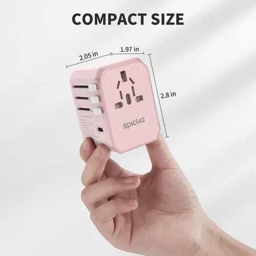 Vista 7 de EPICKA Adaptador de viaje universal, adaptador de enchufe de alimentación internacional con 3 puertos USB-C y 2 puertos USB-A, cargador de pared