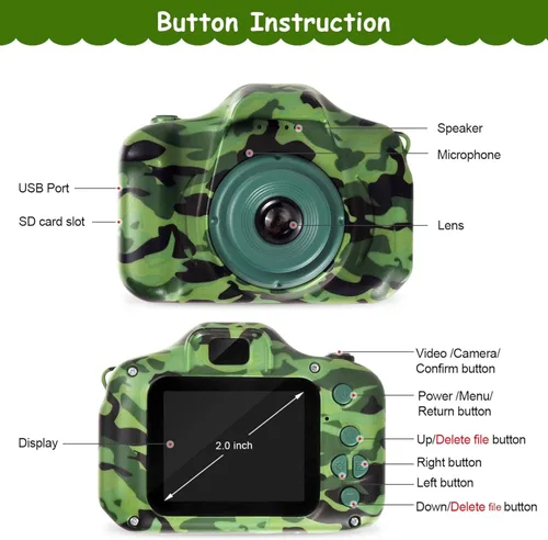 Vista 7 de DEKER Cámara impermeable para niños, regalos de cumpleaños de Navidad para niños y niñas de 3 a 12 años, mini videocámara digital HD de viaje