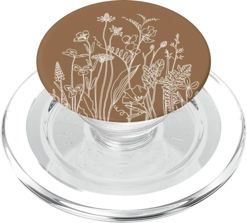 Vista 8 de Bonito diseño de flores silvestres de verano con diseño floral en marrón PopSockets intercambiable PopGrip