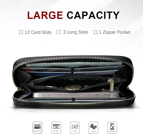 Vista 2 de Travelambo Cartera con borla plegable para mujer, bolso de mano con correa para la muñeca, bolso largo