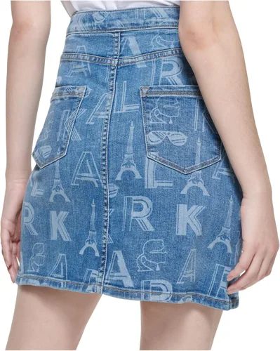 Vista 2 de Karl Lagerfeld Paris Falda estampada KLP para mujer Bluestar 16 Talla única, BlueStar
