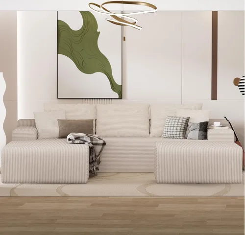 Vista 20 de NAYA 85" Corduroy Sofa Couch, Cloud Couch with Deep Seat, Compressed Boneless 3 Seater, No Assembly Required, Modern Upholstered Sofa for Living