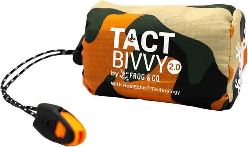 Survival Frog Tact Bivvy 2.0 - Saco de dormir de emergencia con bolsa de transporte, mosquetón, silbato de supervivencia, ParaTinder, compacto,