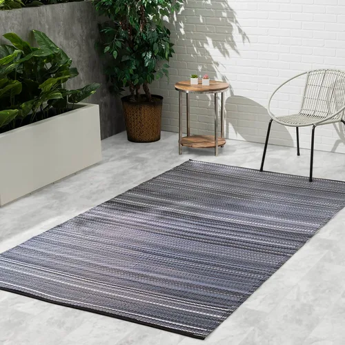 Vista 18 de Fab Habitat - Alfombra de exterior, impermeable, resistente a la decoloración, sin arrugas, de plástico reciclado premium, a rayas, para el porche