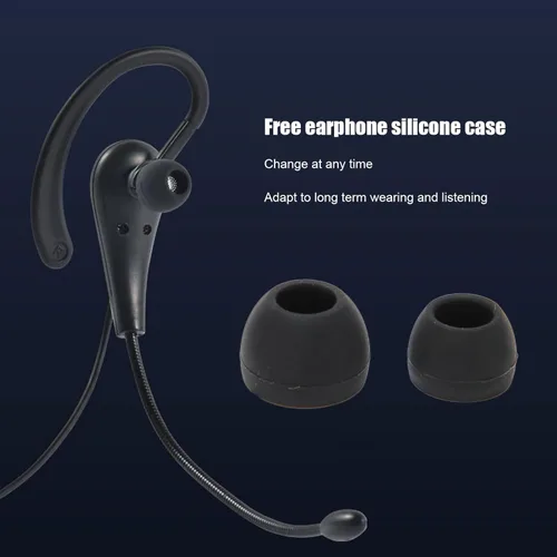 Vista 6 de Auriculares de centro de llamadas, gancho de oreja de una cara de 0.138 in con micrófono, auriculares de teléfono de una sola oreja para teléfonos