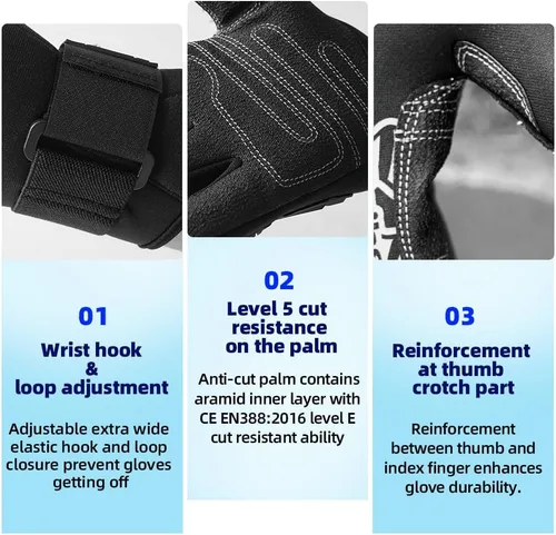 Vista 5 de Seibertron Guantes de buceo patentados C.R.D.G 1.0 aramida anticortes resistentes a pinchazos