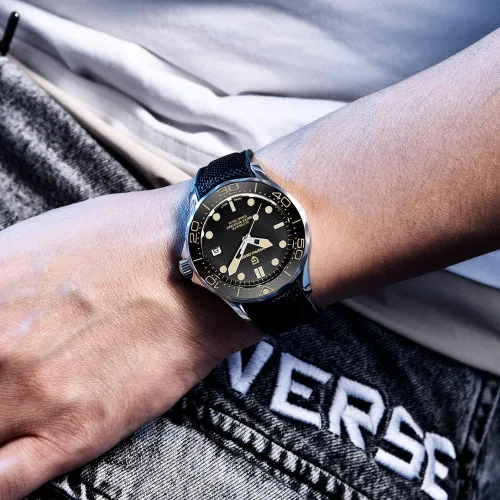 Vista 7 de Relojes automáticos de buceo Pagani Design 007-Model para hombre, movimiento NH35, materiales de acero inoxidable, bisel de cerámica giratoria Hule