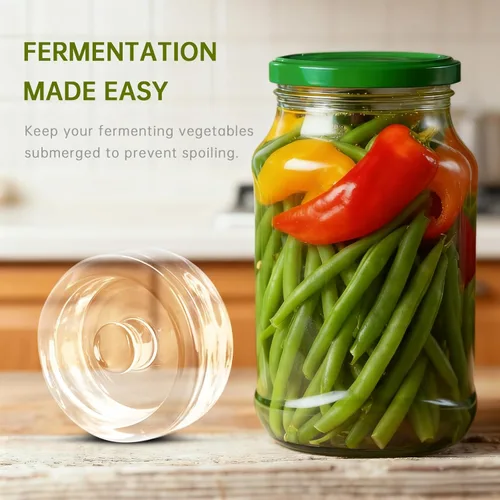 Vista 5 de 2Pcs Fermentation Glass Weights for Wide Mouth Jars - Pickle Bottles with Sealing Lids for Efficient Fermenting - Durable, Transparent Fermenting