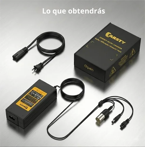 Vista 6 de Carsty Cargador Hoverboard, cargador de scooter eléctrico, cargador para silla de ruedas Solución universal de carga rápida 3 en 1 24V 2A