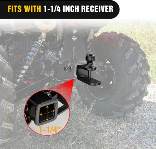 Vista 6 de Nilight Soporte de enganche múltiple 3 en 1 ATV UTV con enganche de bola de 1-7/8 pulgadas clasificado 2000 libras para receptor de 1-1/4 pulgadas