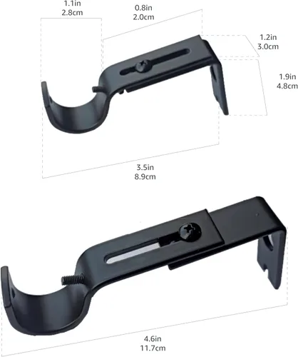 Vista 6 de Yaxa Basics Ganchos Ajustables para Soporte de Pared de Barra de Cortina, Juego de 2, Negro
