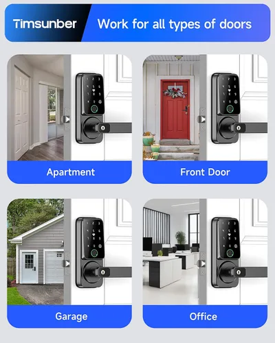 Vista 9 de Cerradura de puerta de entrada sin llave con asa, cerraduras inteligentes de huellas dactilares, manija de puerta con teclado, juego de puerta