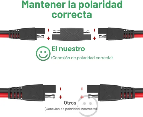 Vista 5 de POWISER - Cable de extensión SAE a SAE de 3 pies, conector de desconexión rápida 16 AWG, para panel solar automotriz, enchufe SAE (3 pies (16 AWG))