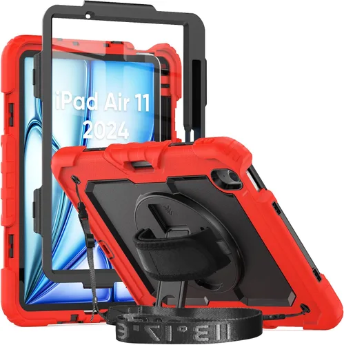 Vista 7 de Herize Funda compatible con iPad Air de 11 pulgadas 2025/2024 con protector de pantalla y soporte para bolígrafo, funda para iPad Air de 7ª/6ª