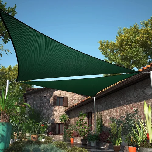 ShadeMart Toldo parasol tipo vela triangular smTAPRT16 de 4 x 4 x 4 pies, pantalla de tela, resistente al aire al agua y bloqueo UV, resistente,