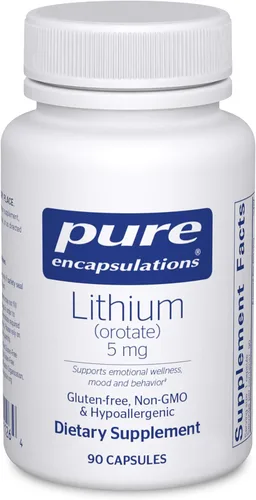 Pure Encapsulations Orotato de Litio 5 mg - Suplemento de Apoyo Cerebral - con N-Acetil-L-Cisteína (NAC) para la Memoria y el Comportamiento