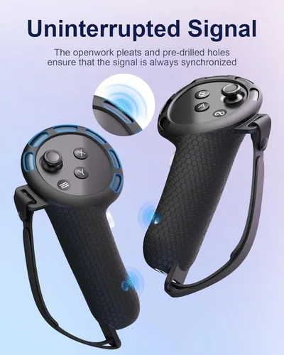 Vista 3 de Charging Controller Grip for Meta Quest 3/3s, Handle Battery Cover and Adjustable Knuckle Strap, Silicone Controller Grip with Rechargeable