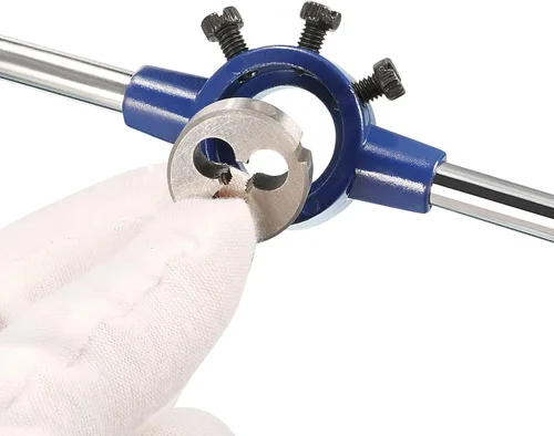 Vista 6 de uxcell Juego de llaves de mango redondo, troquel de rosca UNC #4-40 y soporte de troquel de 0.787 in