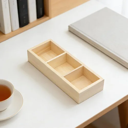Vista 4 de VANZACK Small Wooden Tea Bag Organizer with 3 Compartments for Countertop