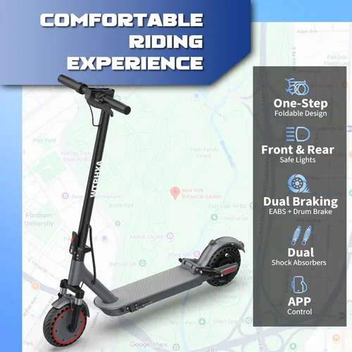 Vista 2 de Electric Scooter Adults with Dual Suspensions, 350W/500W Motor, 19/22 Mph Speed, 23-31 Miles Ranges, 8.5"/10" Solid Tire, Folding E-Scooter Adult