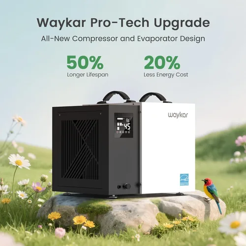 Vista 7 de Waykar Deshumidificador de 70 Pintas Energy Star para Espacios de Acceso Restringido con Bomba, Deshumidificador Comercial para Sótanos y Hogar