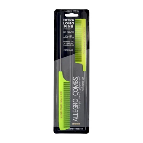 Vista 17 de Allegro XL - Peines de cola de rata y separación de cola de metal (2 unidades, aguamarina y blanco)