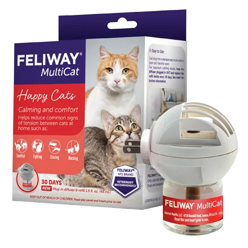 FELIWAY MultiCat - Kit de iniciación de difusor de feromonas calmante enchufable para gatos de 30 días, 48ml (1.6 fl oz) - Ayuda a reducir