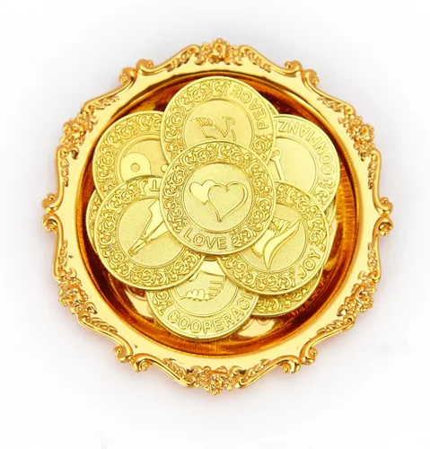 TINGKU Juego de 13 Monedas de Unidad para Ceremonia de Boda Arras de Boda con Bandeja Placa Boda Arrhae Moneda Católica