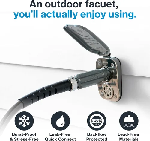 Vista 2 de Aquor House Hydrant V2+ - Grifo para exteriores libre de heladas, válvula antisifón con conexión rápida, boquilla de manguera de pared a prueba